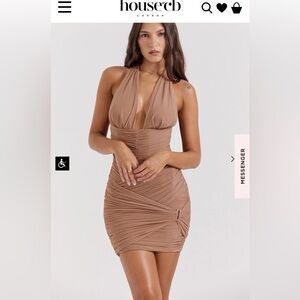 LAETITA
HAZELNUT GATHERED MINI DRESS by House of CB